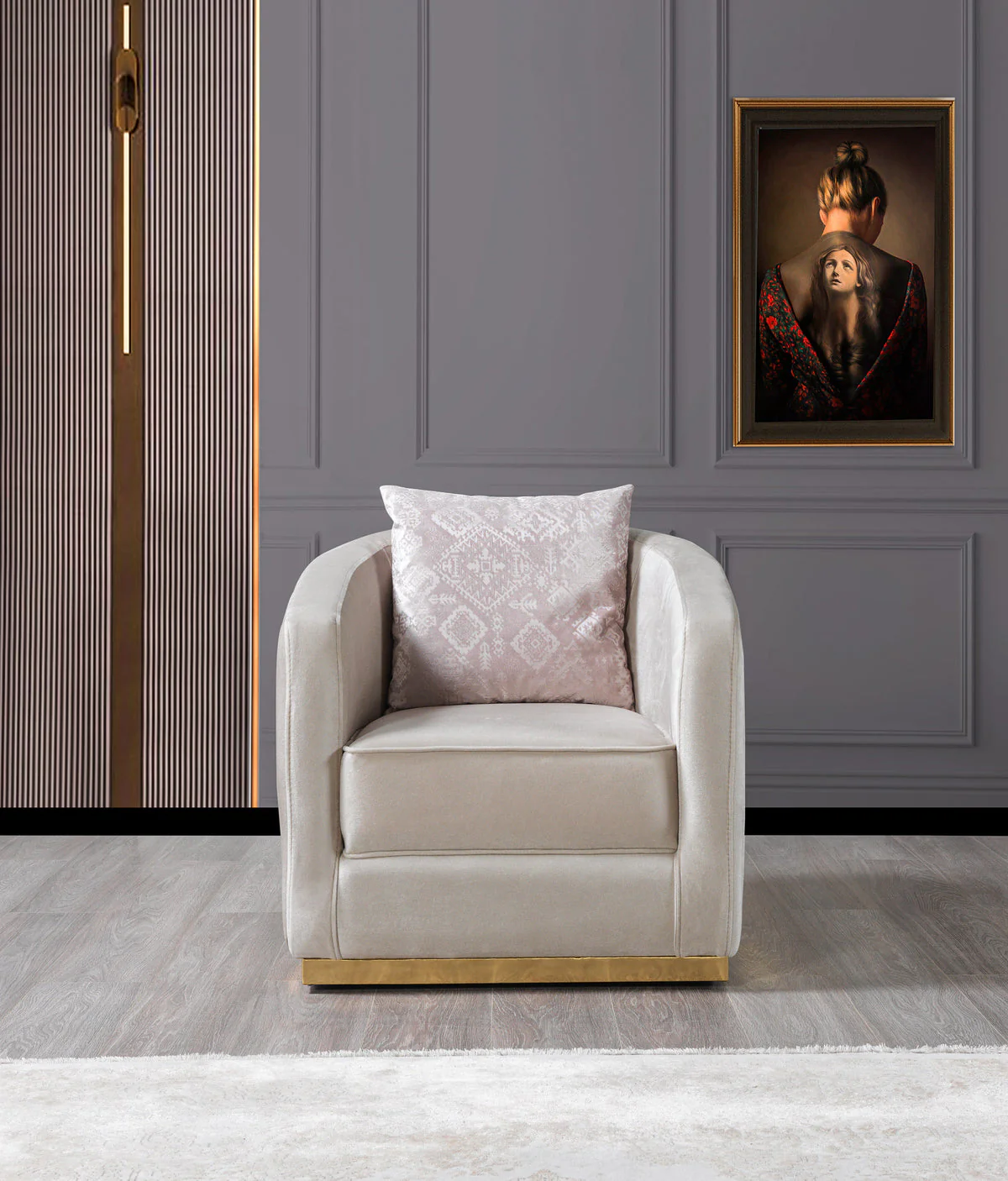 Barona Ivory Velvet Chair - Image 1