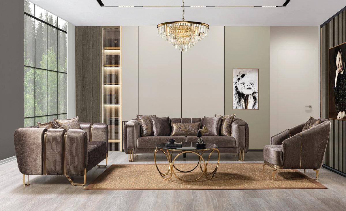 Ella Coffee Velvet Sofa & Loveseat - Image 1
