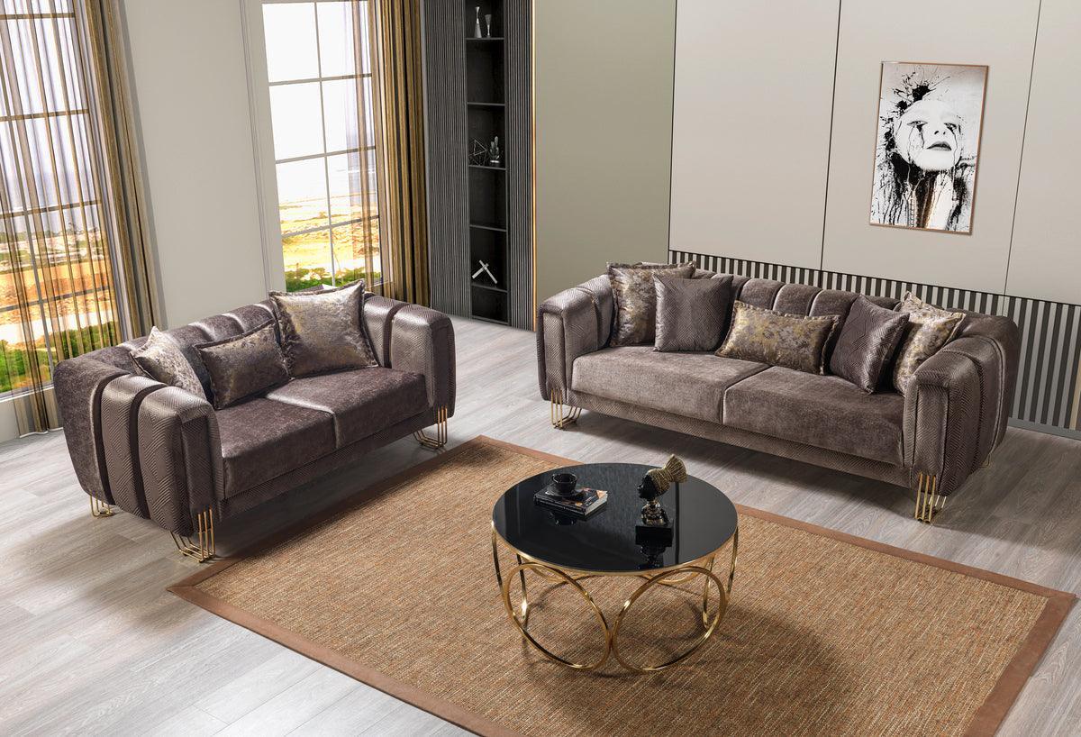 Ella Coffee Velvet Sofa & Loveseat - Image 3
