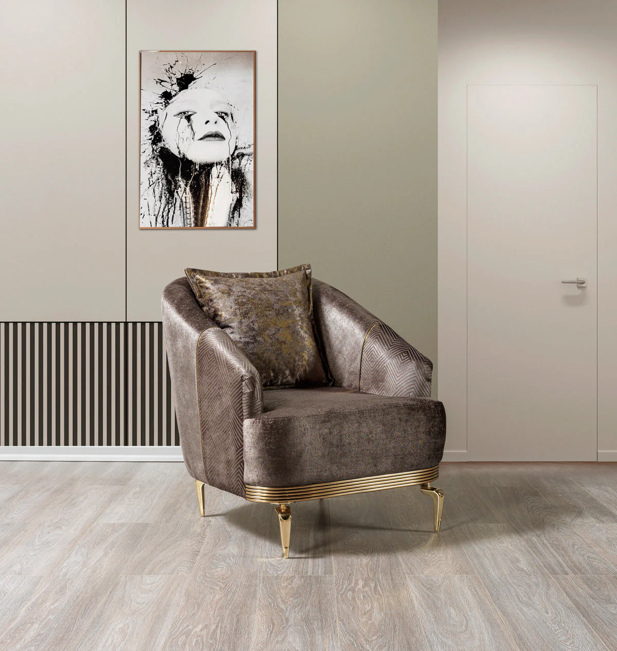 Ella Coffee Velvet Chair - Image 1