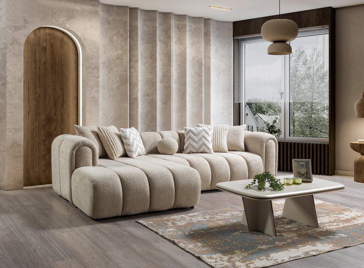 Elly Sand Boucle LAF 115" Sectional - Image 2
