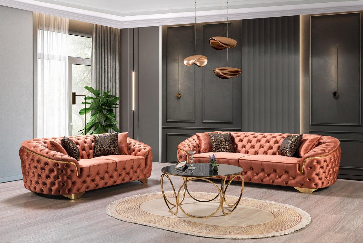 Scarlett Orange Velvet Sofa 95" & Loveseat 82" - Image 2