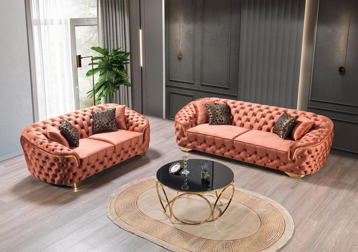Scarlett Orange Velvet Sofa 95" & Loveseat 82" - Image 3