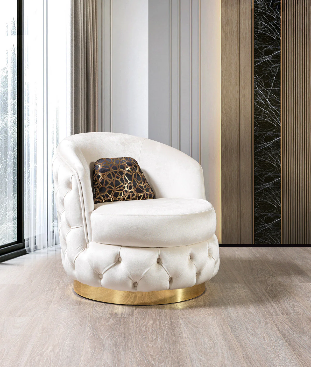 Scarlett Ivory Velvet Chair - Image 1