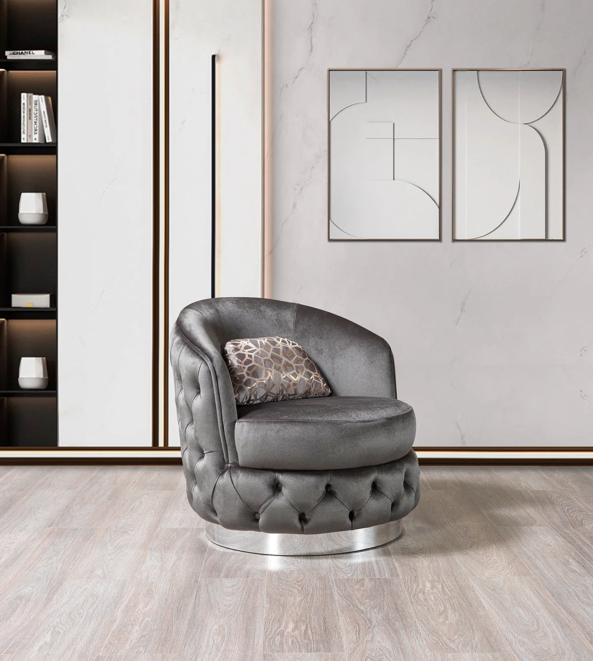 Scarlett Gray Velvet Chair - Image 1