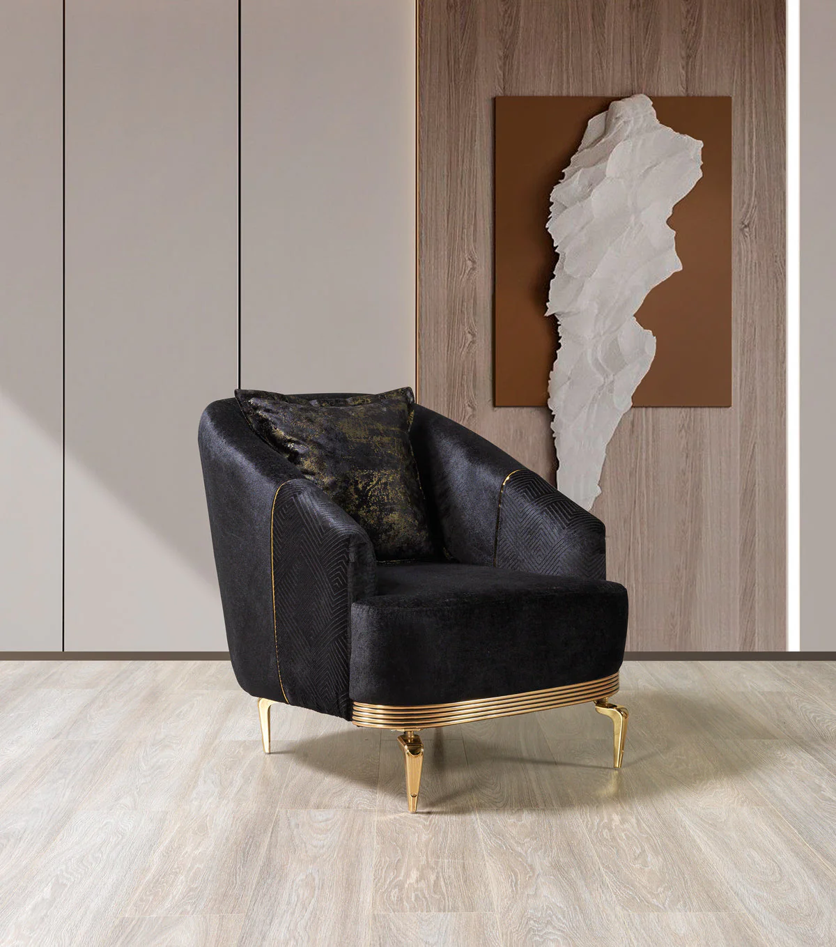 Ella Black Velvet Chair - Image 1