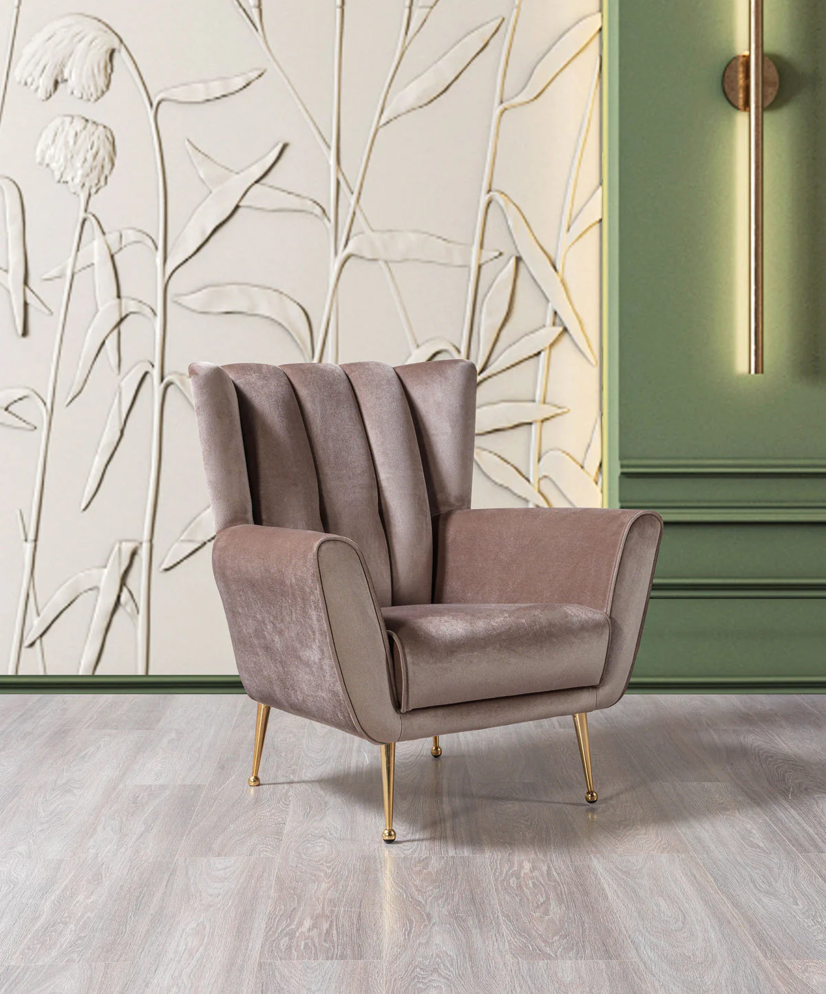 Bianka Coffee Velvet Chair - Image 1