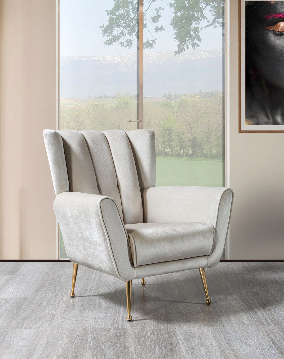 Bianka Ivory Velvet Chair - Image 1