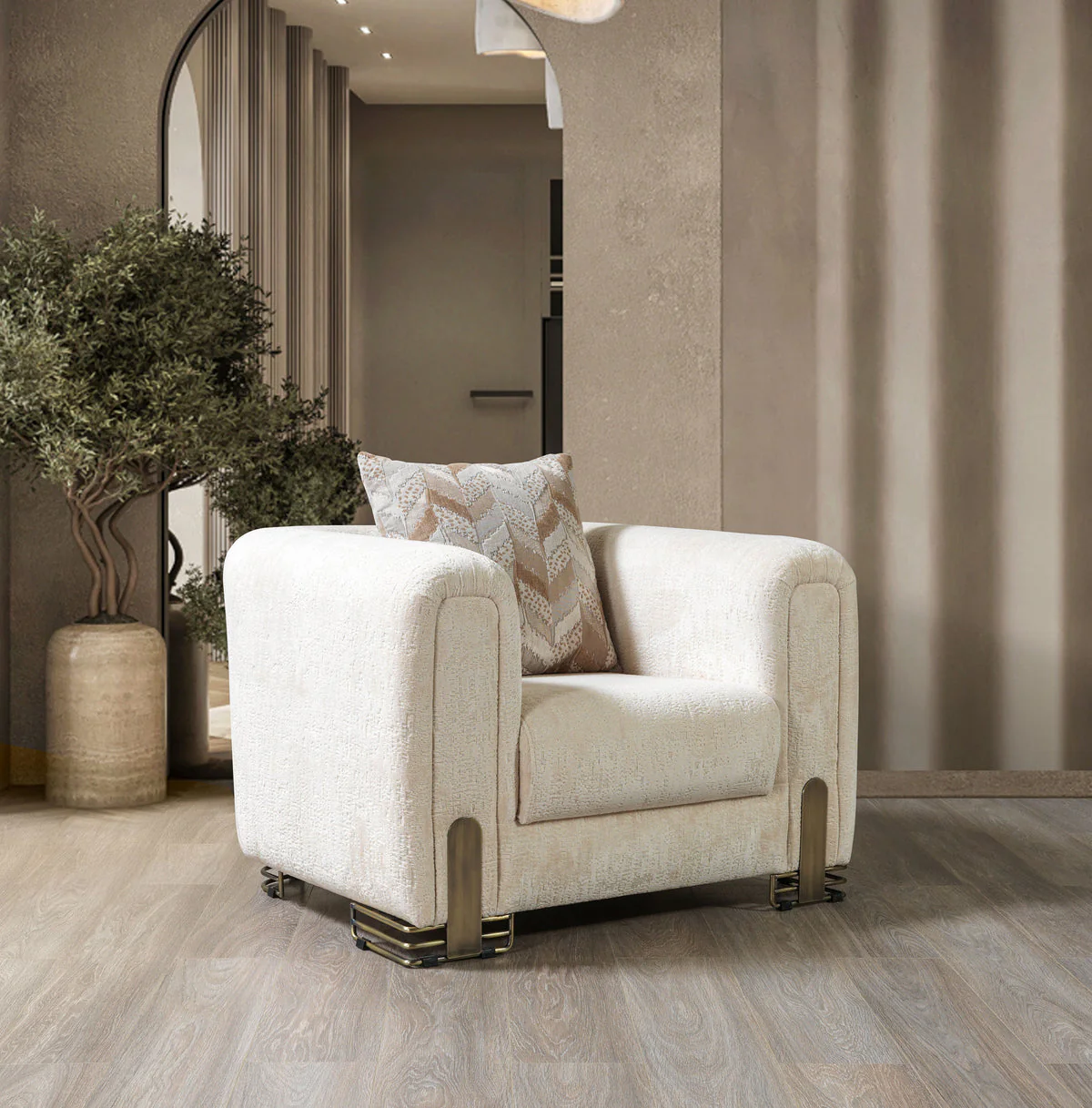 Ameena Ivory Boucle Chair