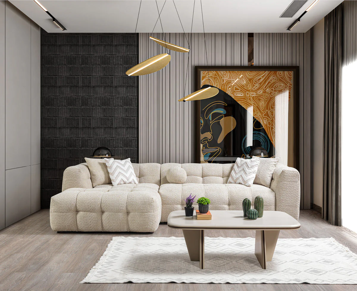 Lili Sand Boucle LAF 110″ Sectional