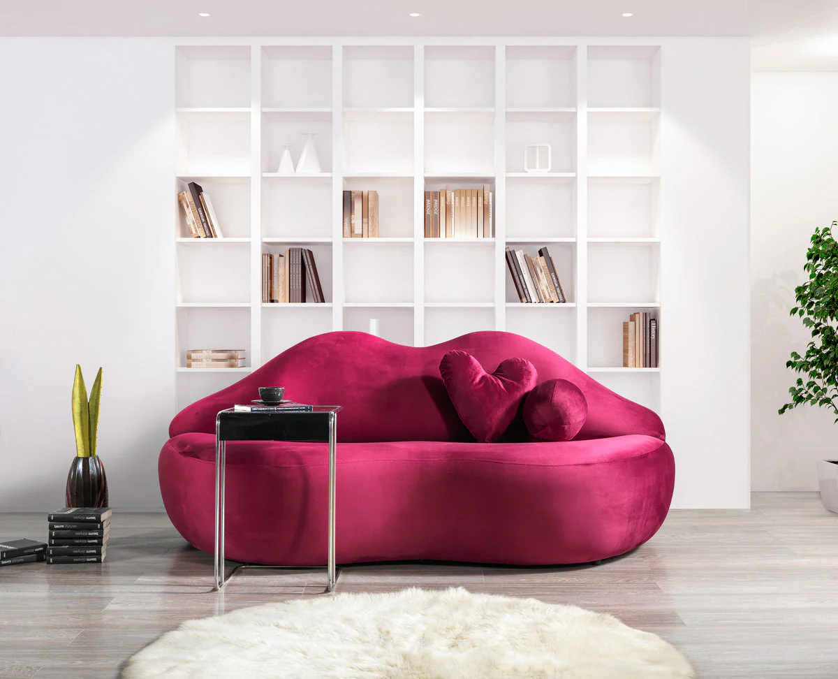 Audrey Maroon Velvet Loveseat 81″