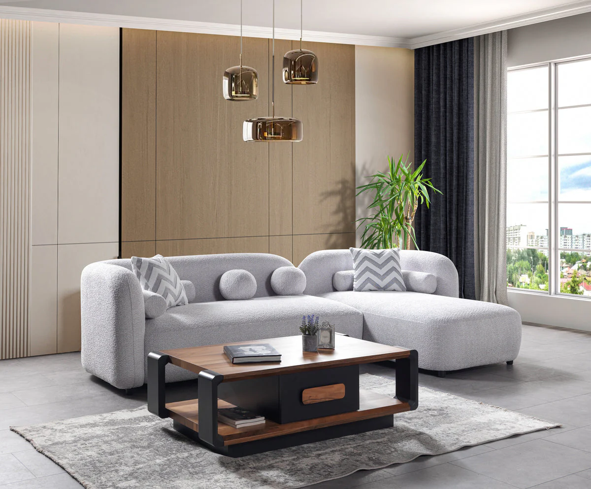 Hanna Gray Boucle RAF 110" Sectional - Image 2