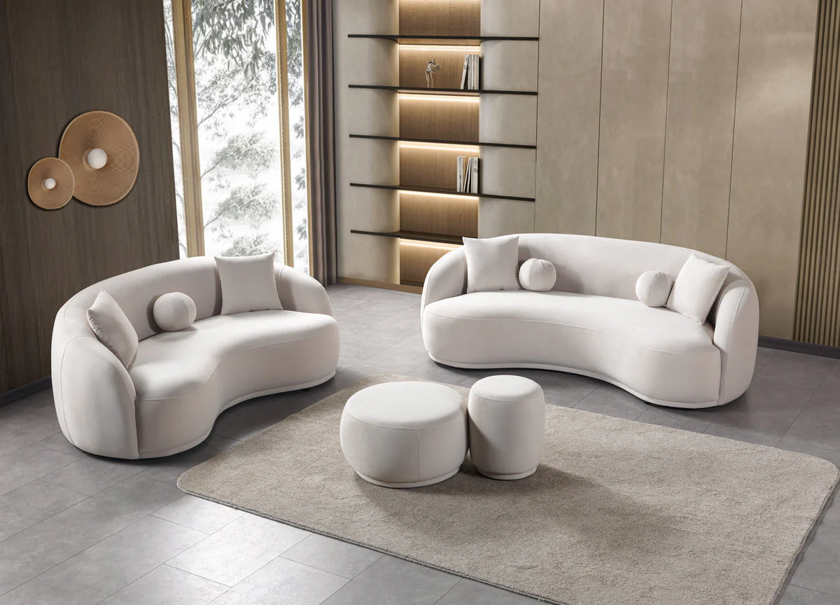 Emily Ivory Velvet Sofa 91" & Loveseat 81" - Image 3