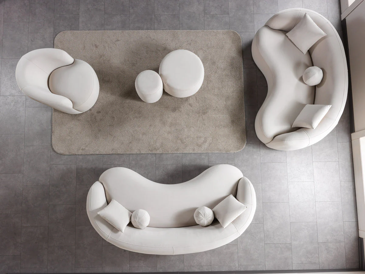 Ava Ivory Velvet Stool - Image 3