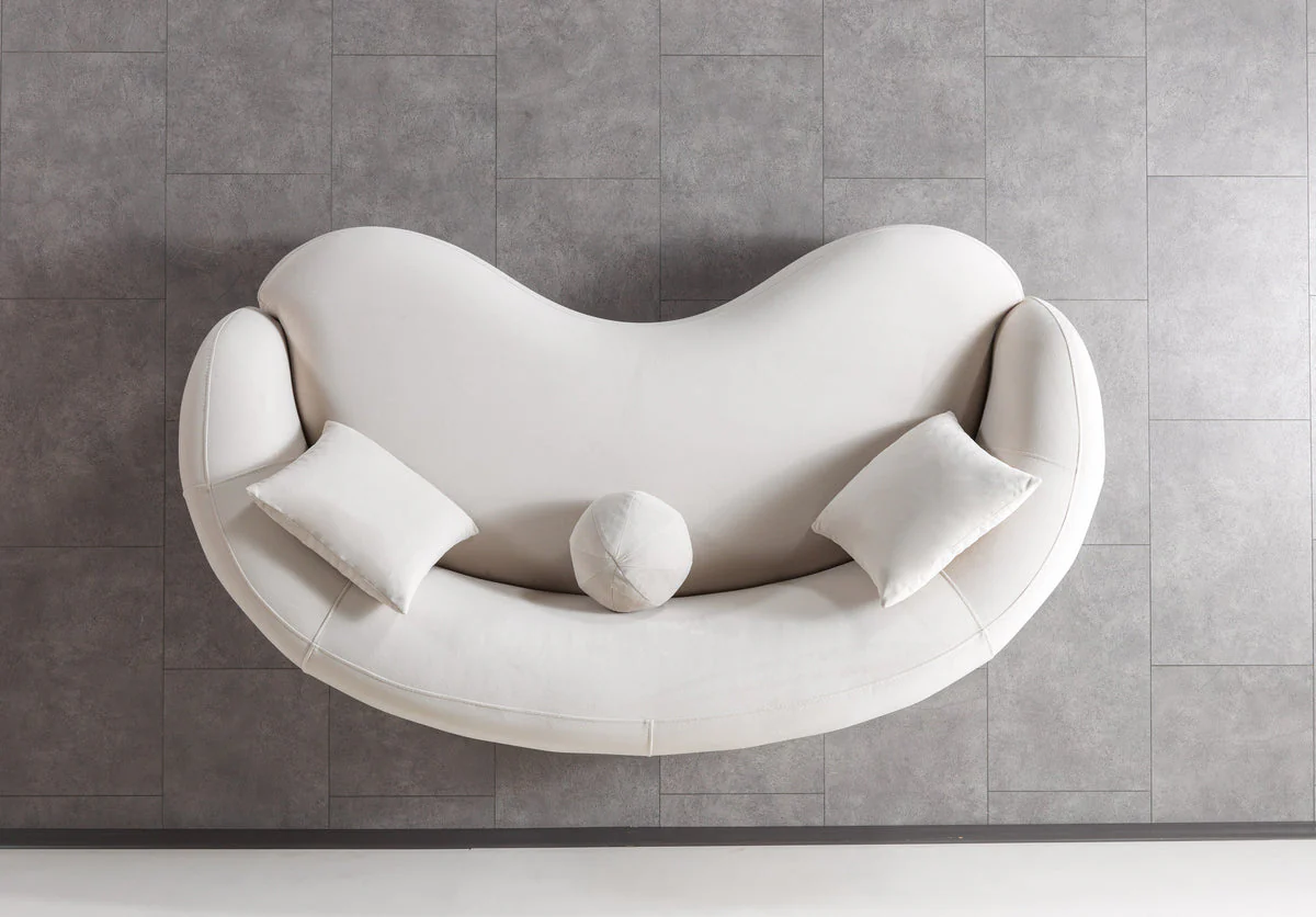 Emily Ivory Velvet Loveseat 81" - Image 3