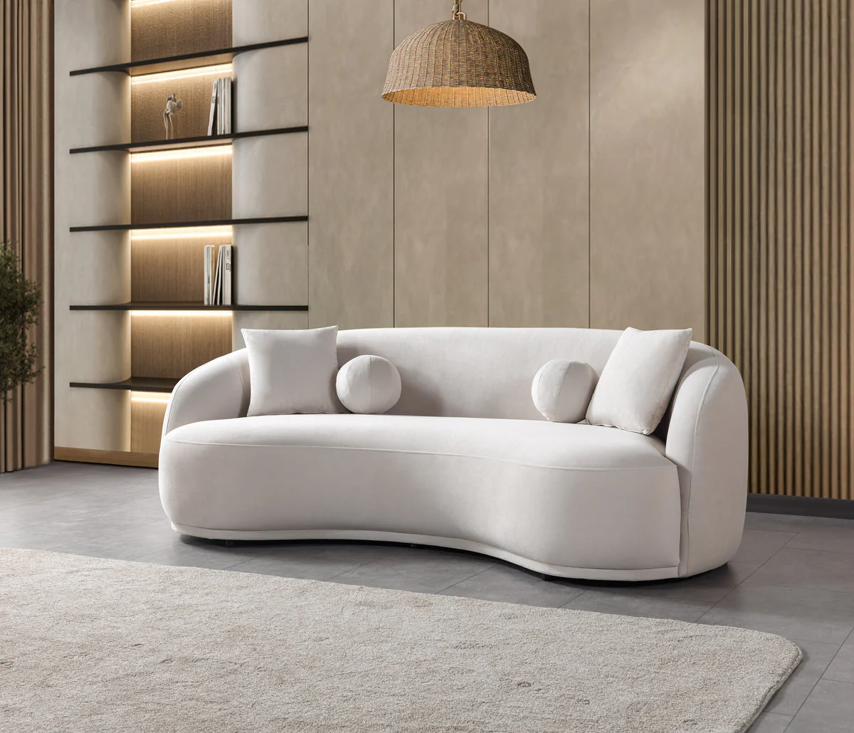 Emily Ivory Velvet Sofa 91" - Image 2