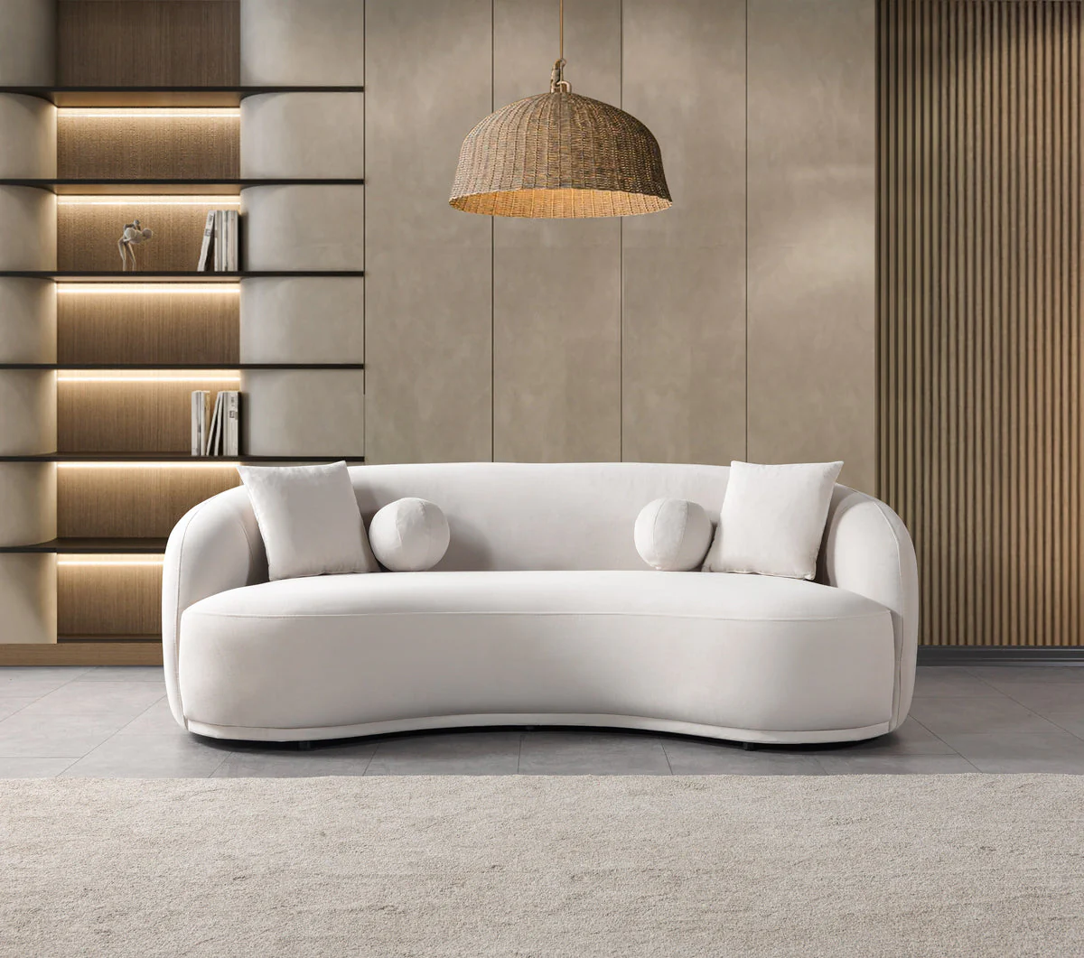 Emily Ivory Velvet Sofa 91" - Image 1