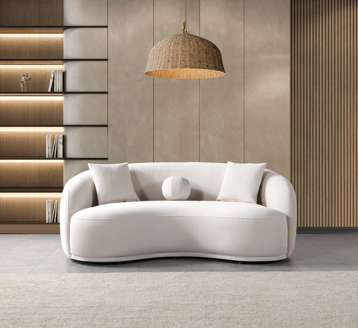 Emily Ivory Velvet Loveseat 81" - Image 1