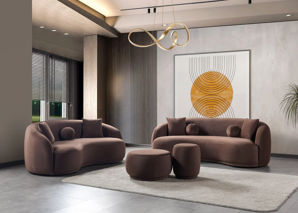 Emily Coffee Velvet Sofa 91" & Loveseat 81" - Image 2