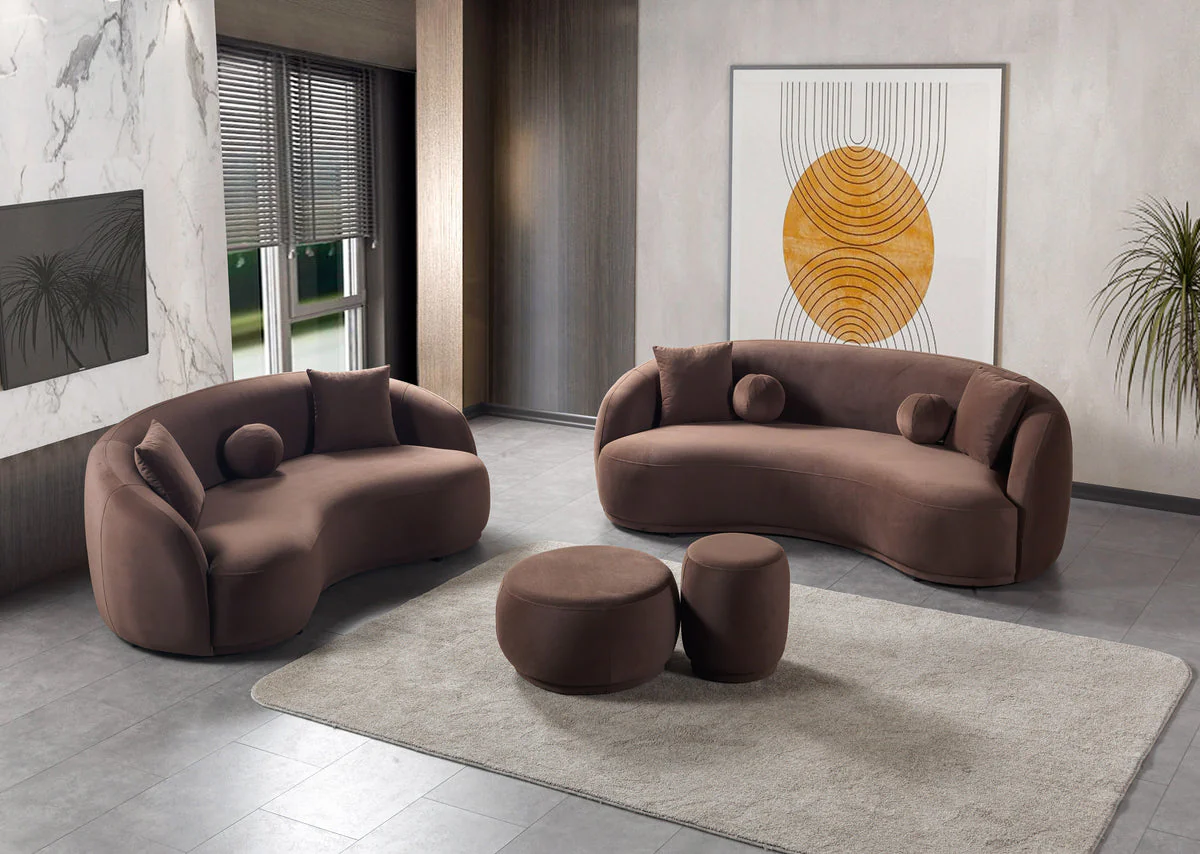 Emily Coffee Velvet Sofa 91" & Loveseat 81" - Image 3