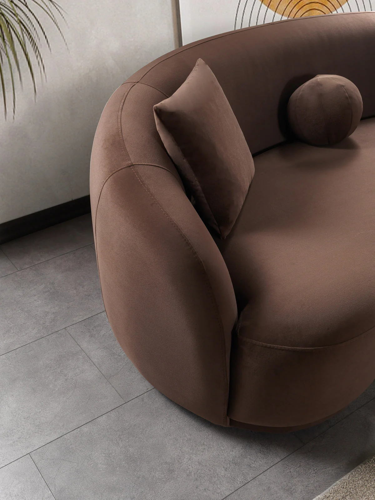 Emily Coffee Velvet Loveseat 81" - Image 3