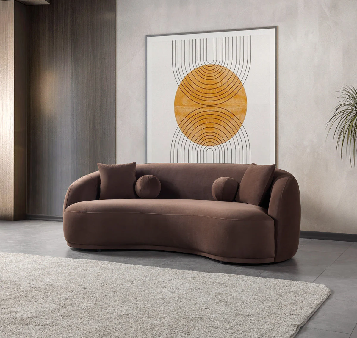 Emily Coffee Velvet Sofa 91" - Image 2