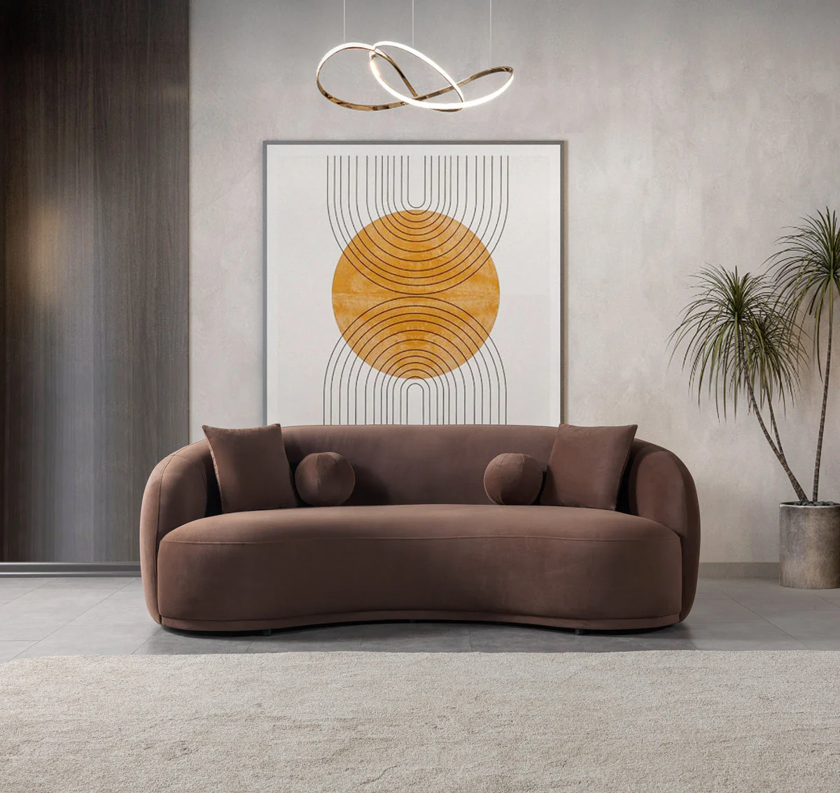 Emily Coffee Velvet Sofa 91" - Image 1