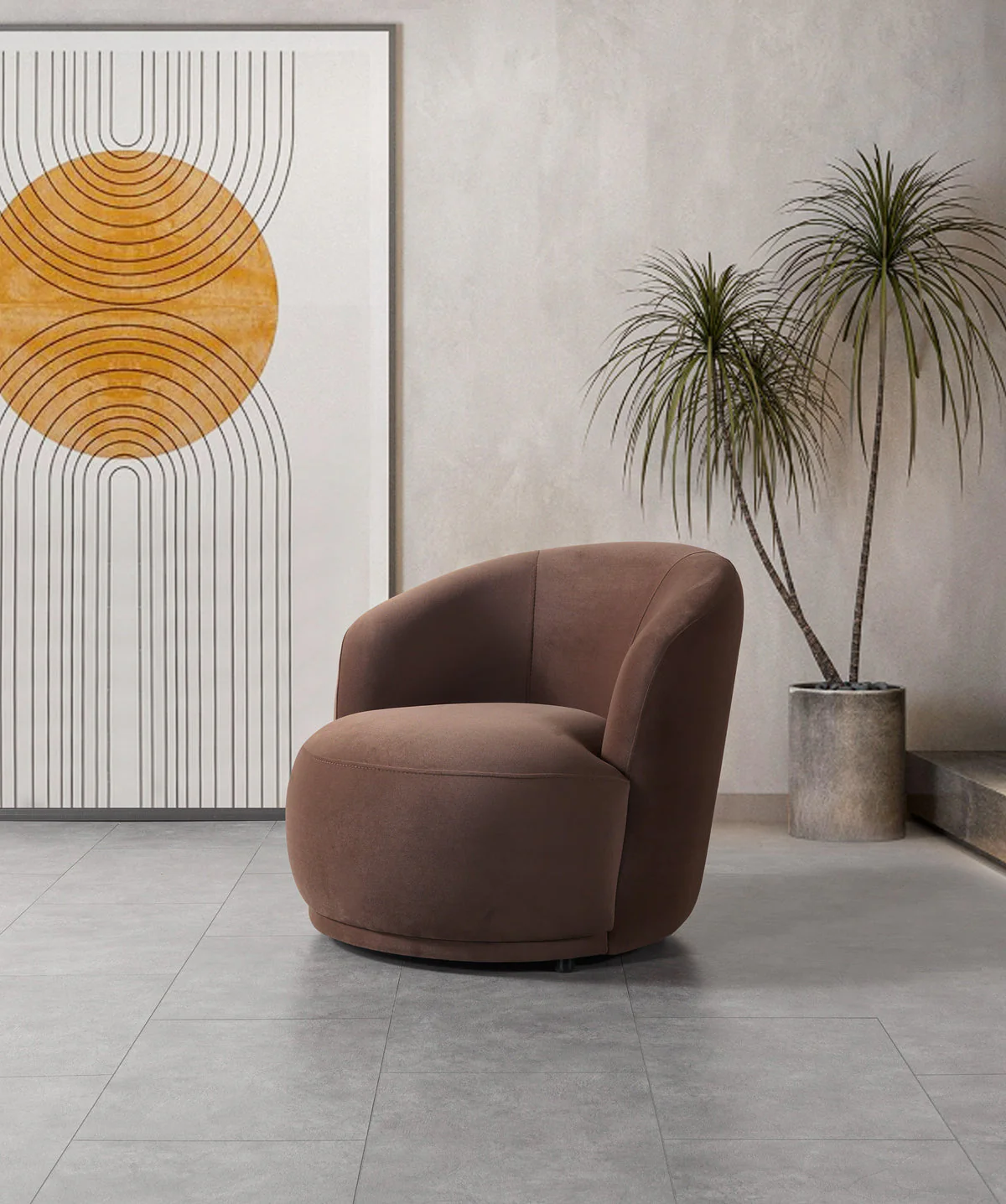 Emily Coffee Velvet Accent Chair