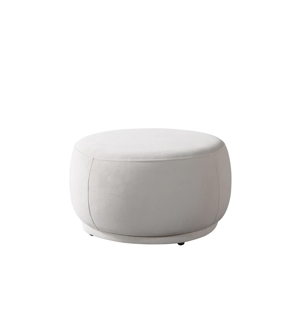 Ava Ivory Velvet Round Ottoman