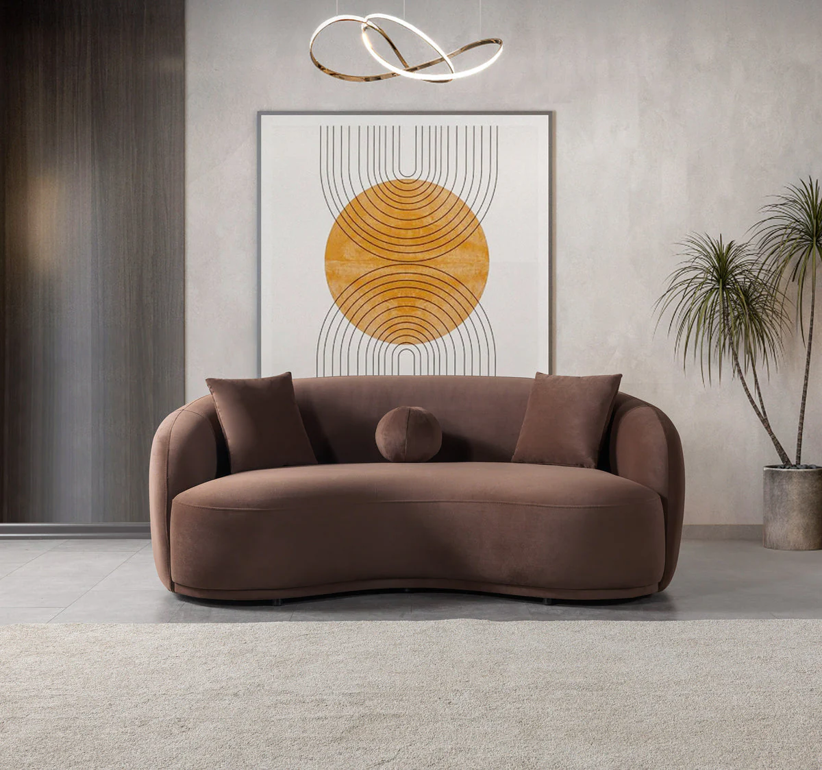 Emily Coffee Velvet Loveseat 81" - Image 1