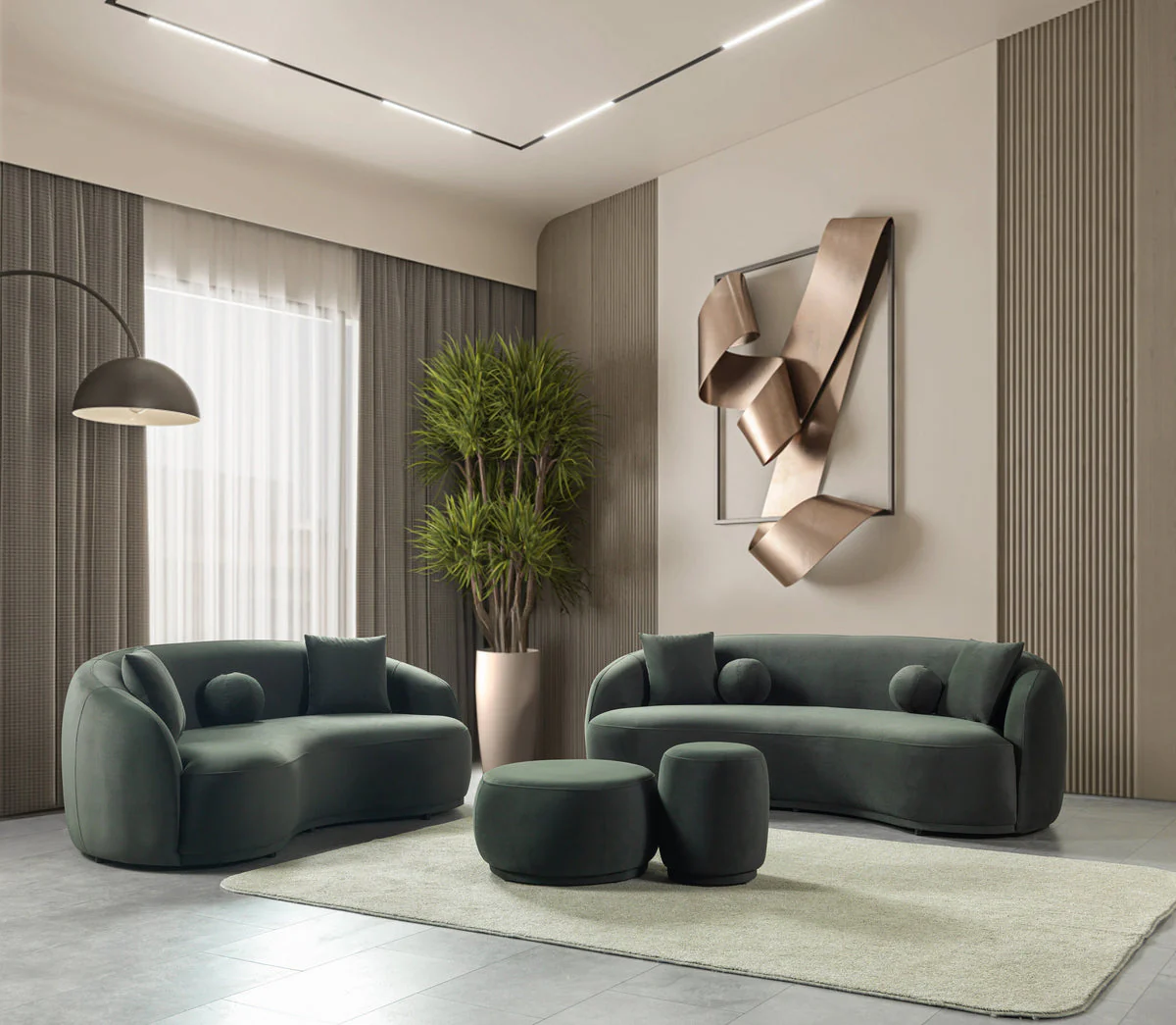 Emily Green Velvet Loveseat 81" - Image 3