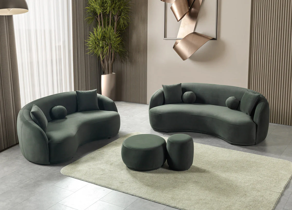 Emily Green Velvet Sofa 91" & Loveseat 81" - Image 3