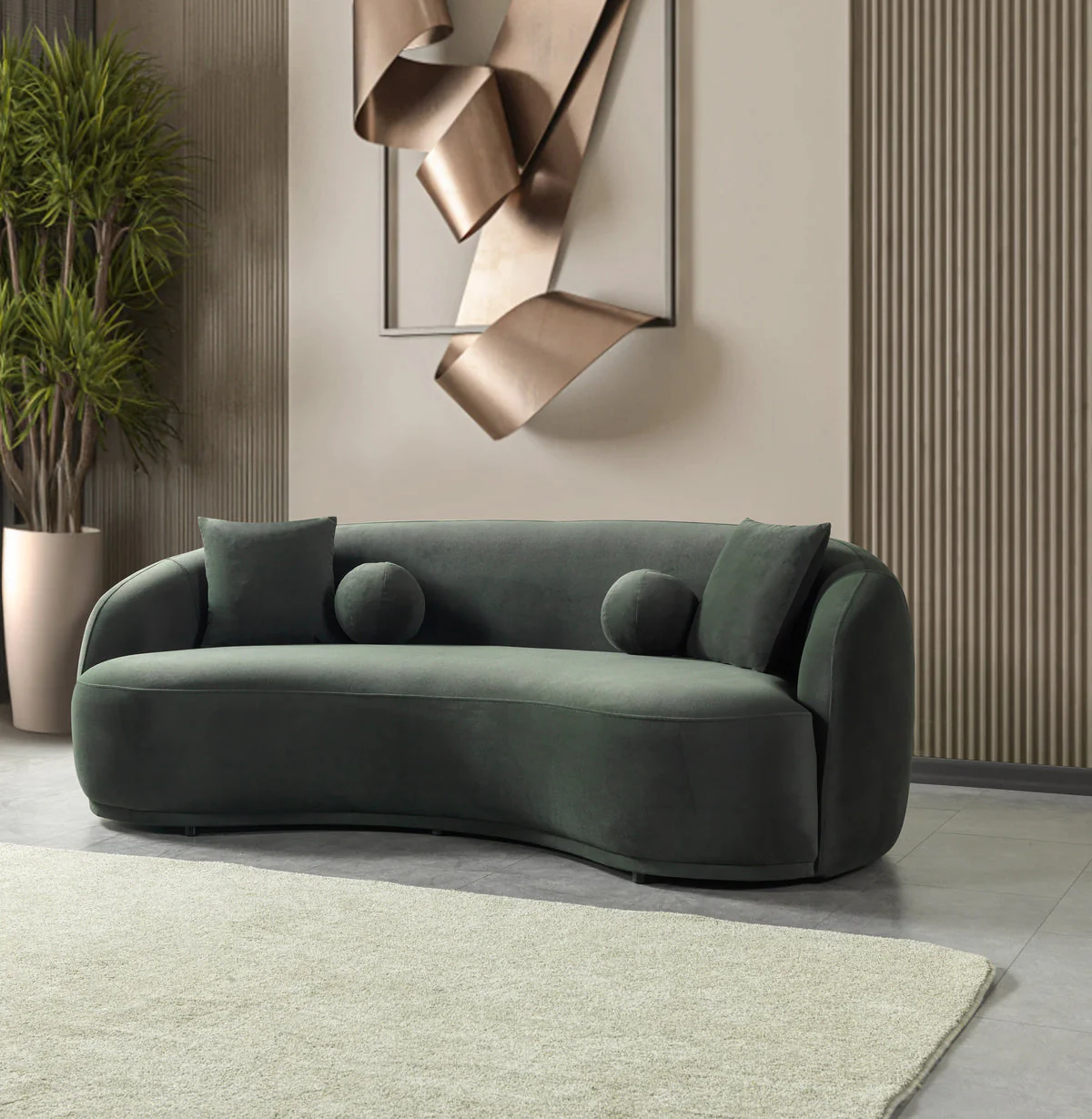 Emily Green Velvet Sofa 91" - Image 2