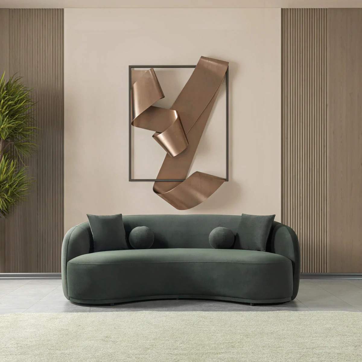Emily Green Velvet Sofa 91" - Image 1
