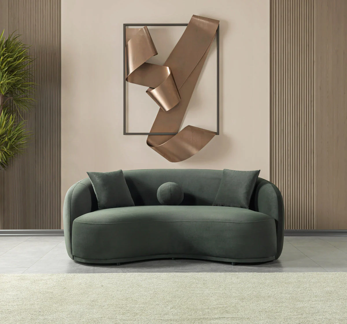 Emily Green Velvet Loveseat 81" - Image 1