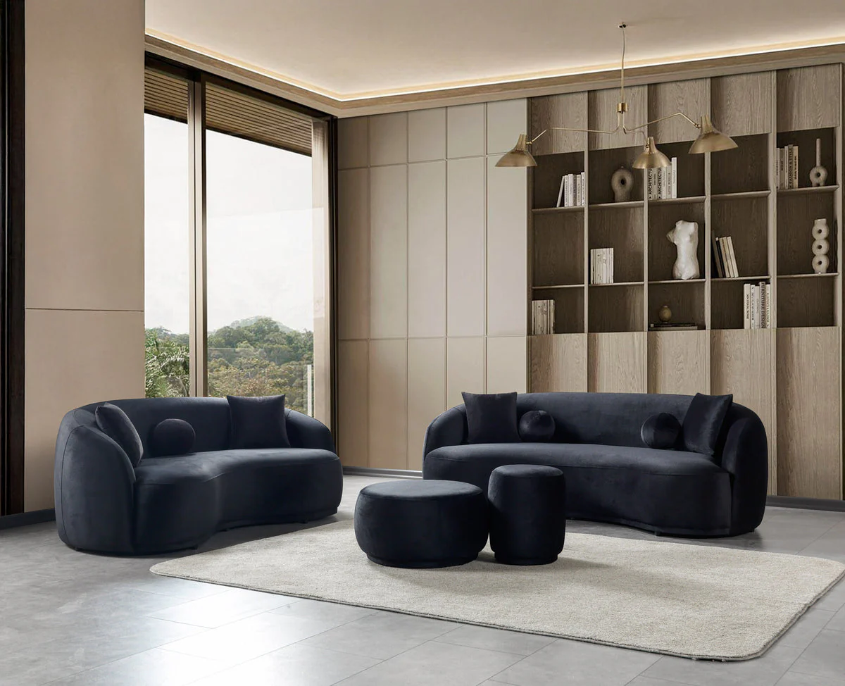 Emily Black Velvet Sofa 91" & Loveseat 81" - Image 2