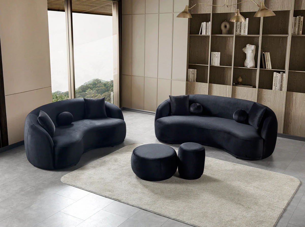 Emily Black Velvet Sofa 91" & Loveseat 81" - Image 3