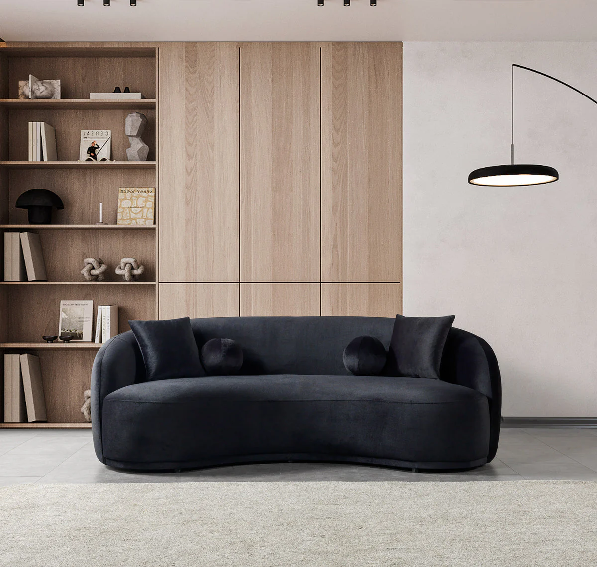 Emily Black Velvet Sofa 91" - Image 1