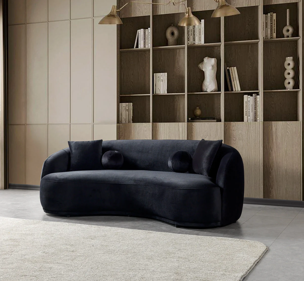 Emily Black Velvet Sofa 91" - Image 2