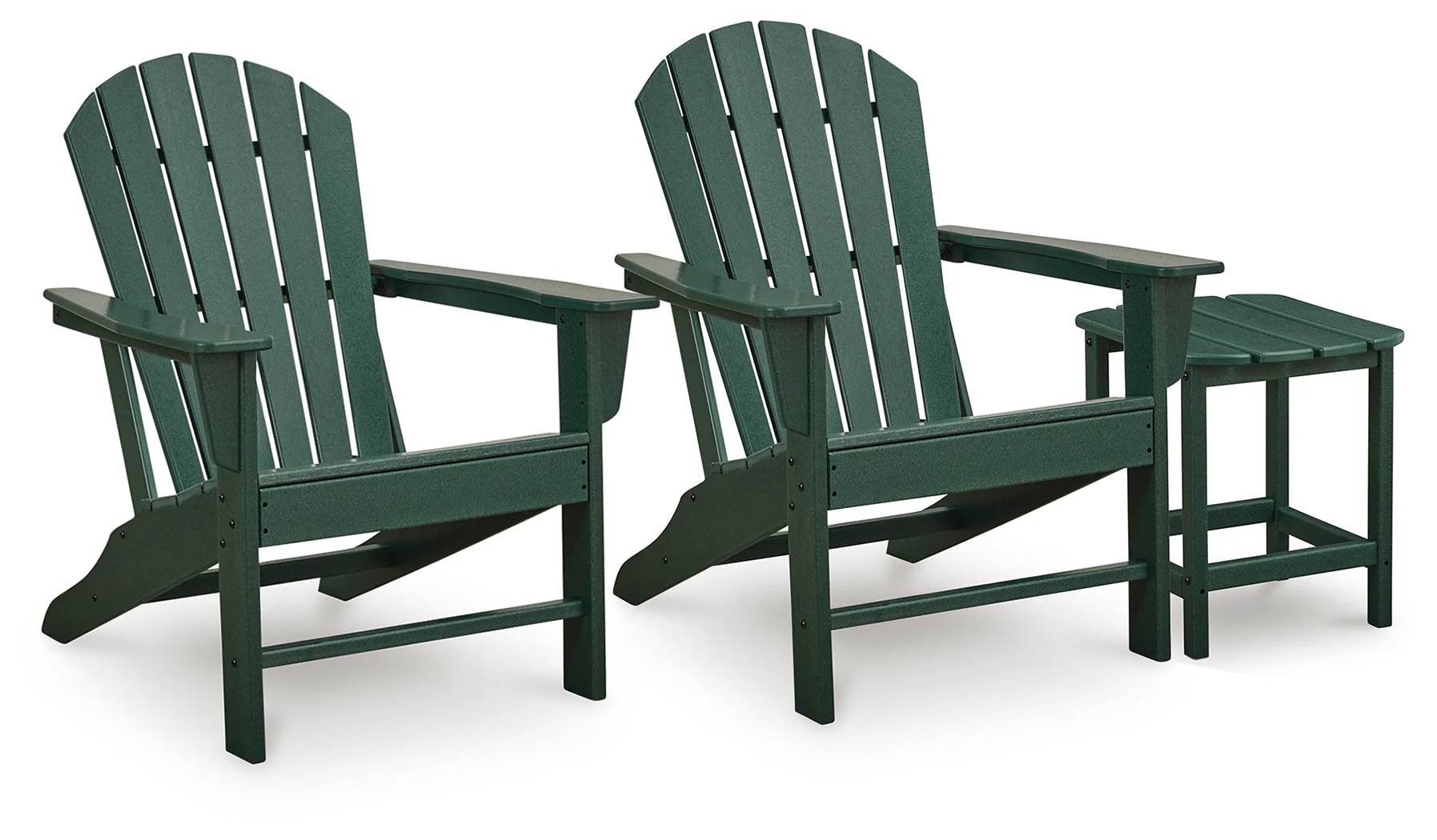 Sundown Green Shores 2 Adirondack Chairs with End table