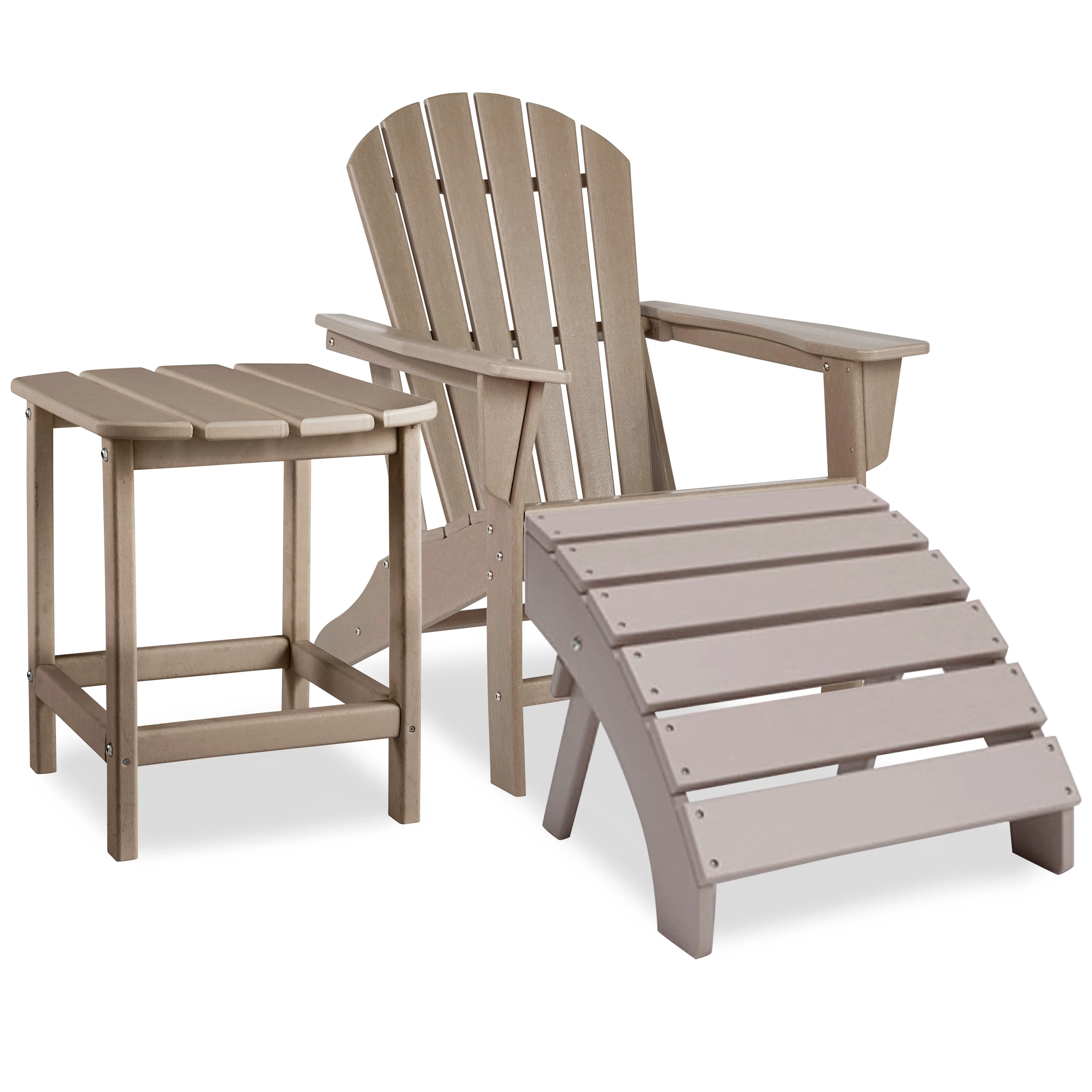 Sundown Driftwood Treasure Outdoor Adirondack Chair and Ottoman with Side Table - Image 2