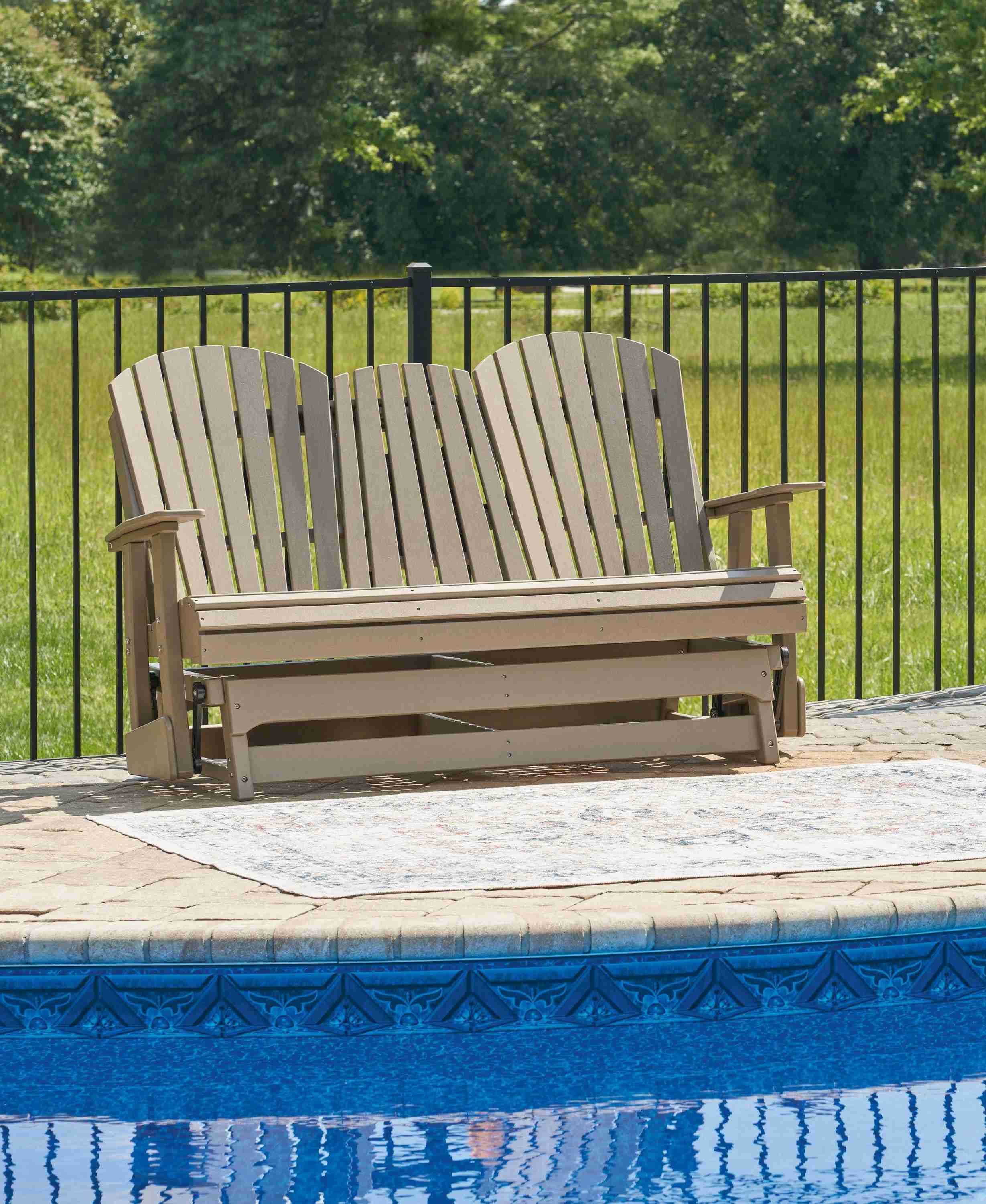 Hyland Wave Driftwood Outdoor Glider Loveseat - Image 3