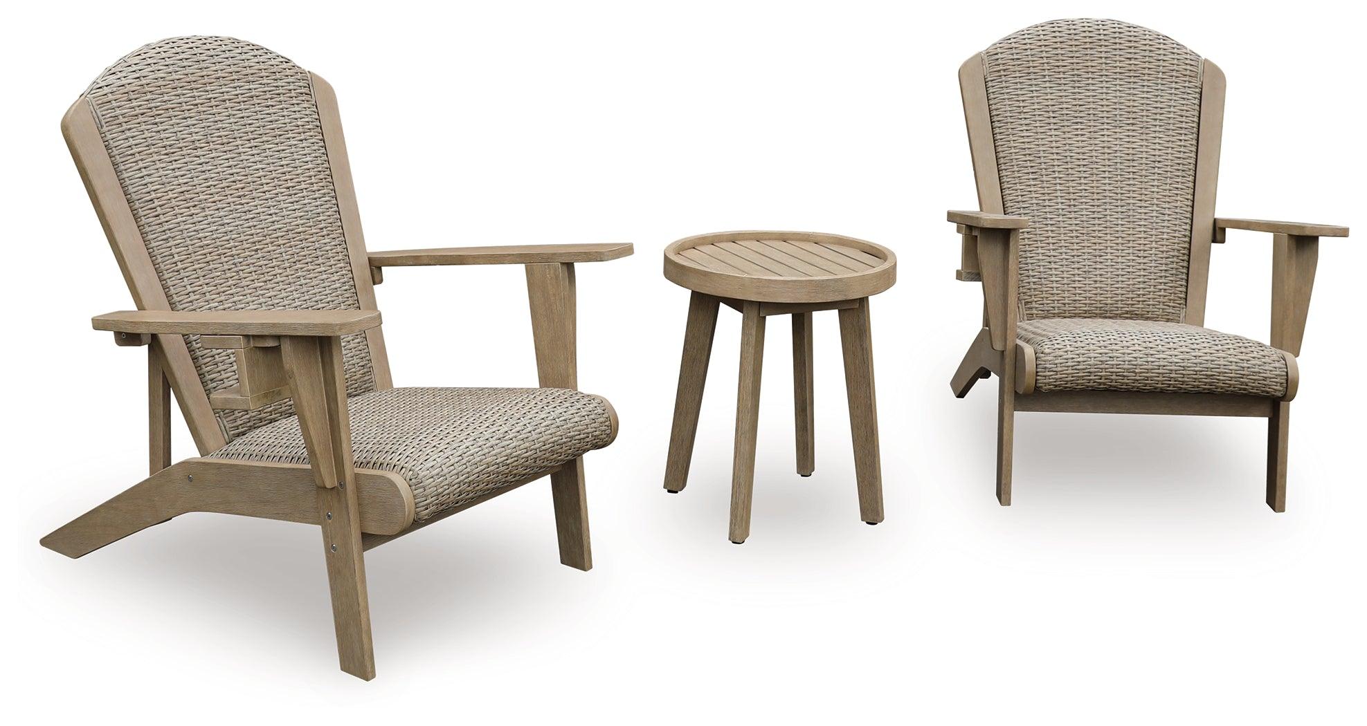 Marina Beige Sun 2 Adirondack Chairs with End table - Image 1