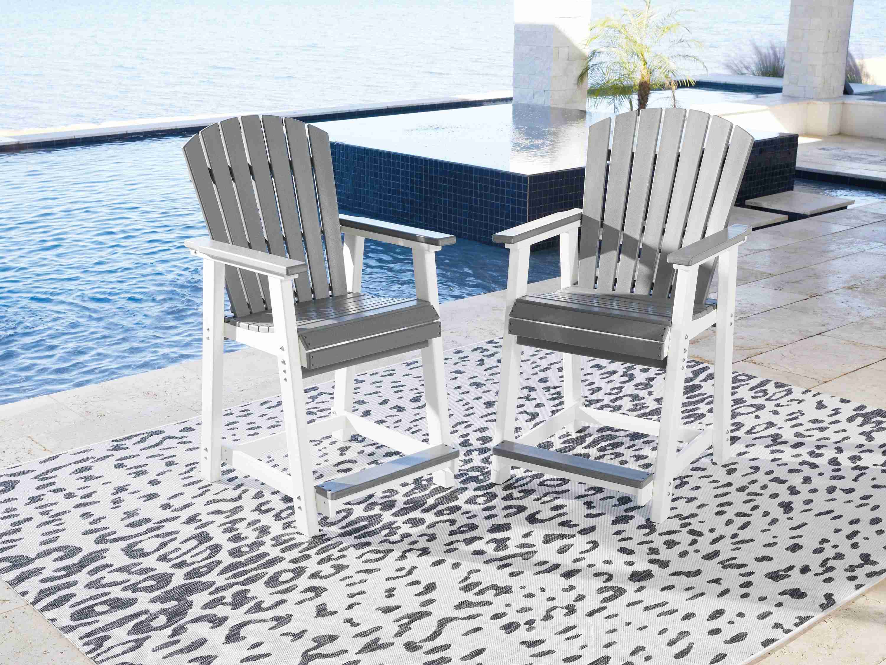 Transville Gray White Outdoor Counter Height Bar Stool (Set of 2) - Image 3
