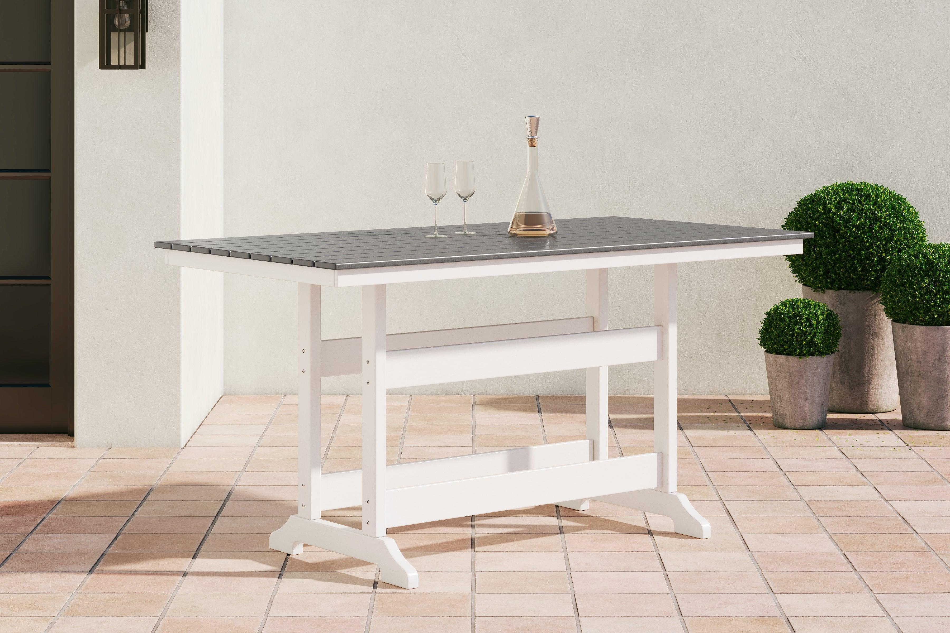 Transville Gray White Outdoor Counter Height Dining Table - Image 3