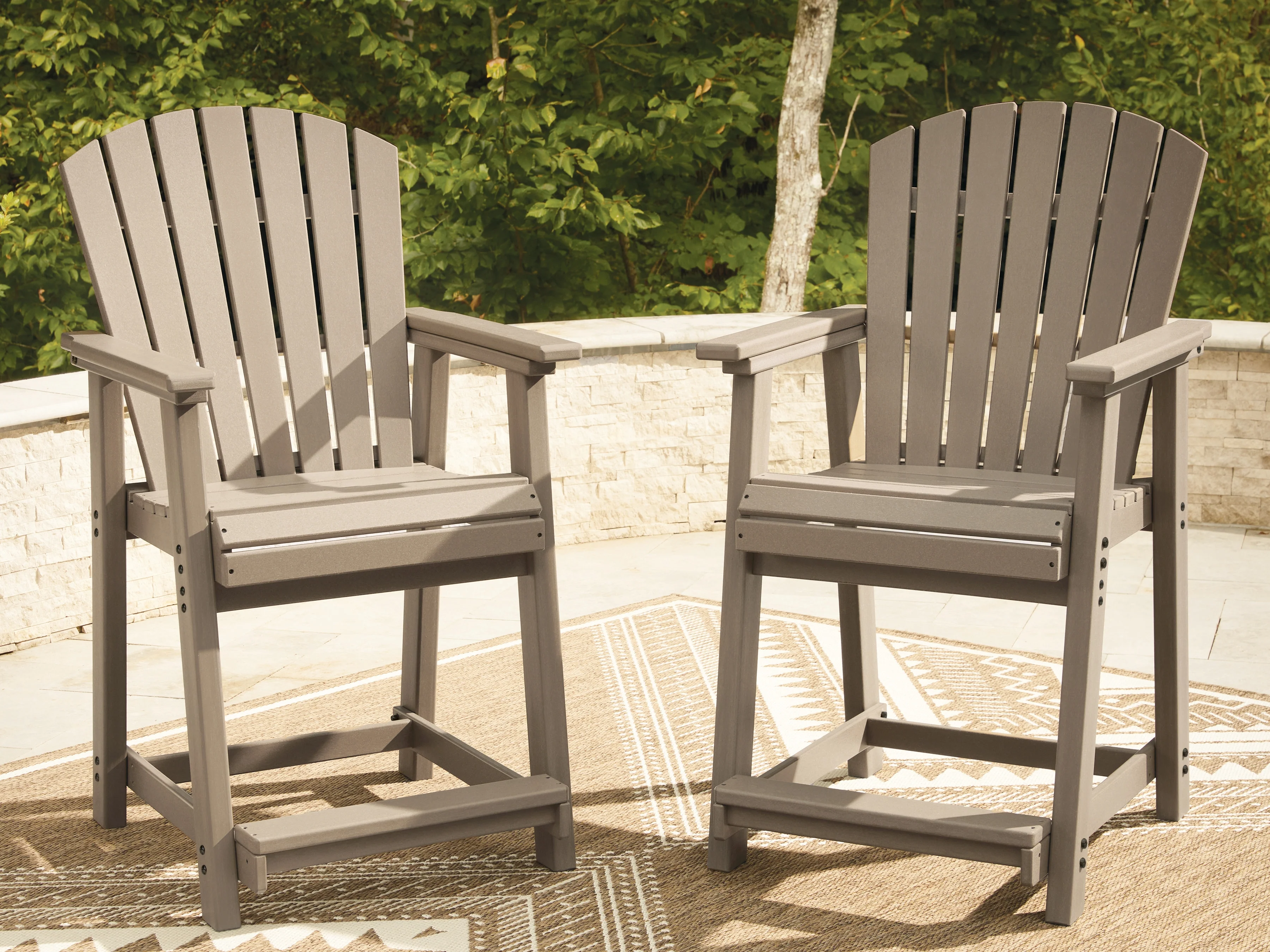 Seacliff Beach Medium Brown Outdoor Counter Height Bar Stool (Set of 2) - Image 3