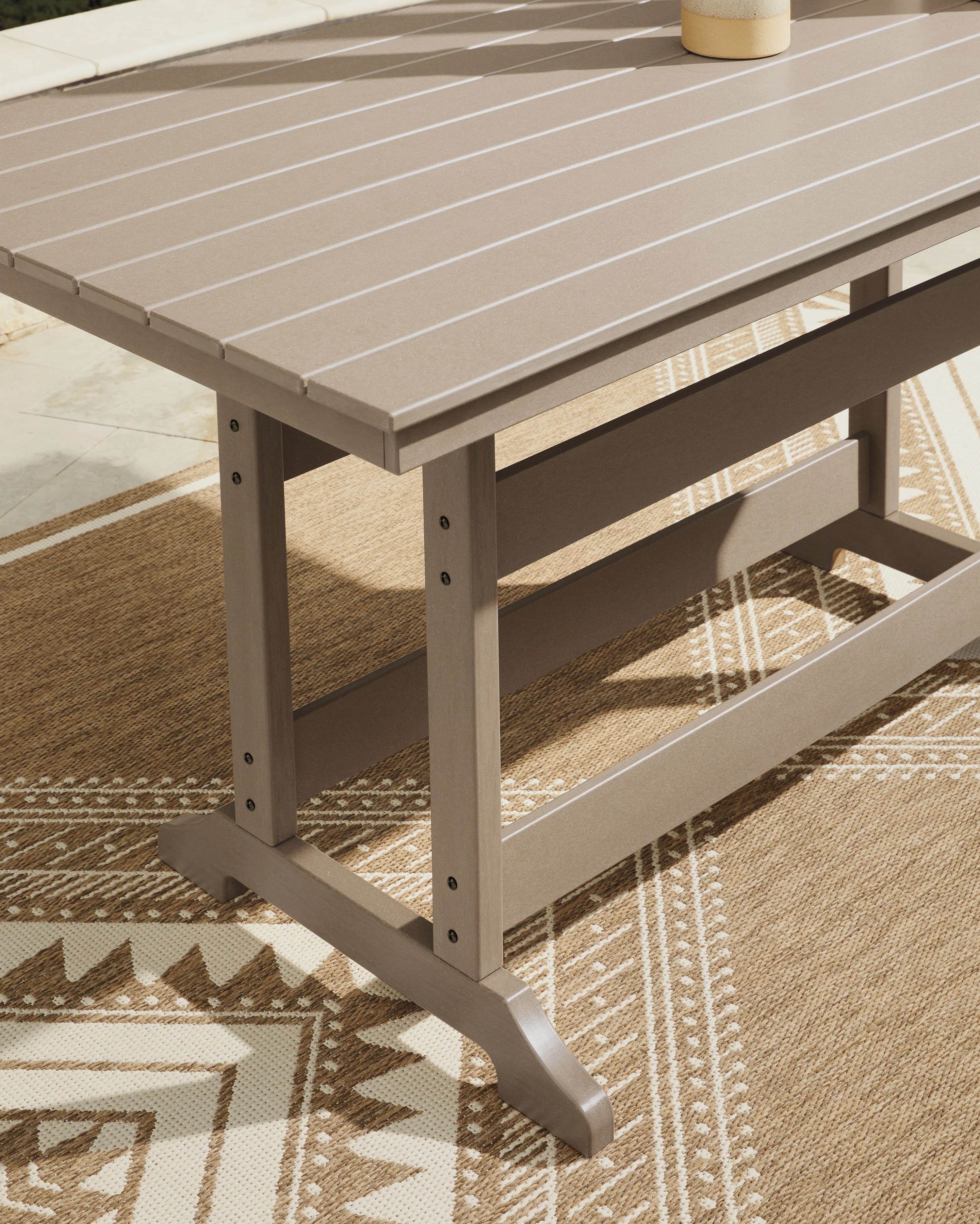 Seacliff Medium Brown Beach Outdoor Counter Height Dining Table and 4 Barstools - Image 3