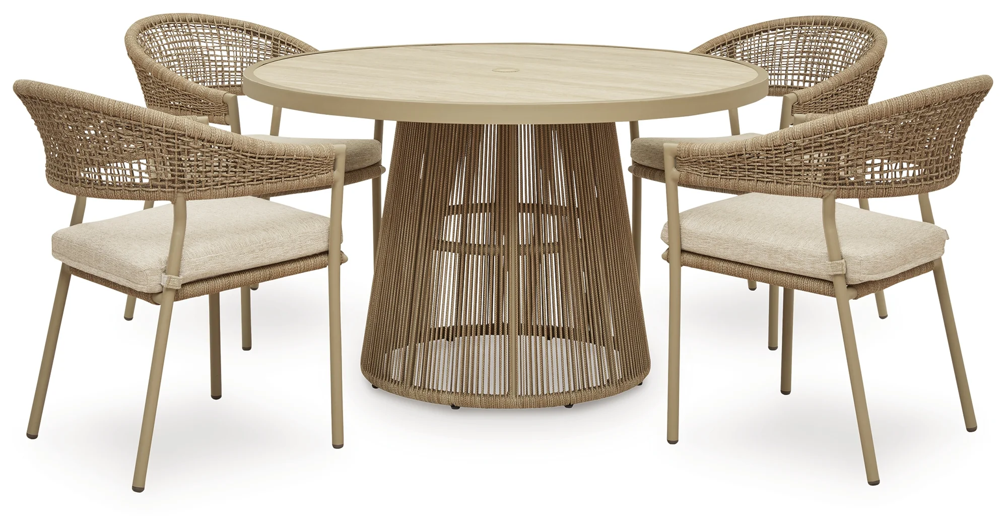 Orchard Beige Beach Outdoor Dining Table and 4 Chairs - Image 3