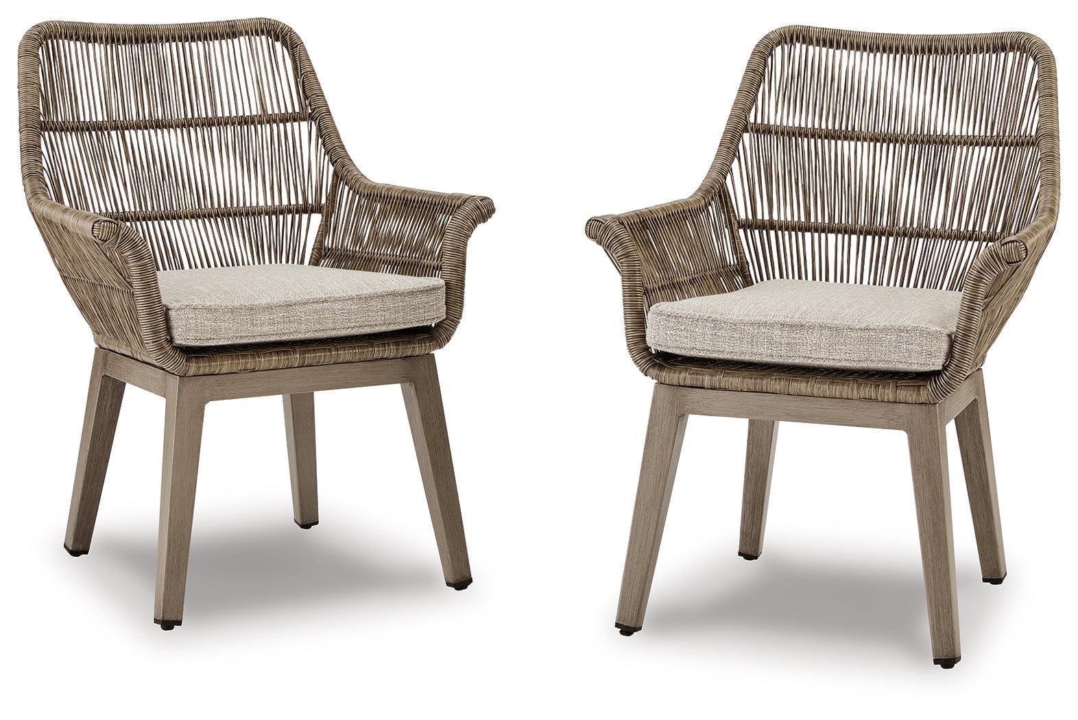 Beach Front Beige Arm Chair With Cushion (Set of 2) - Image 2