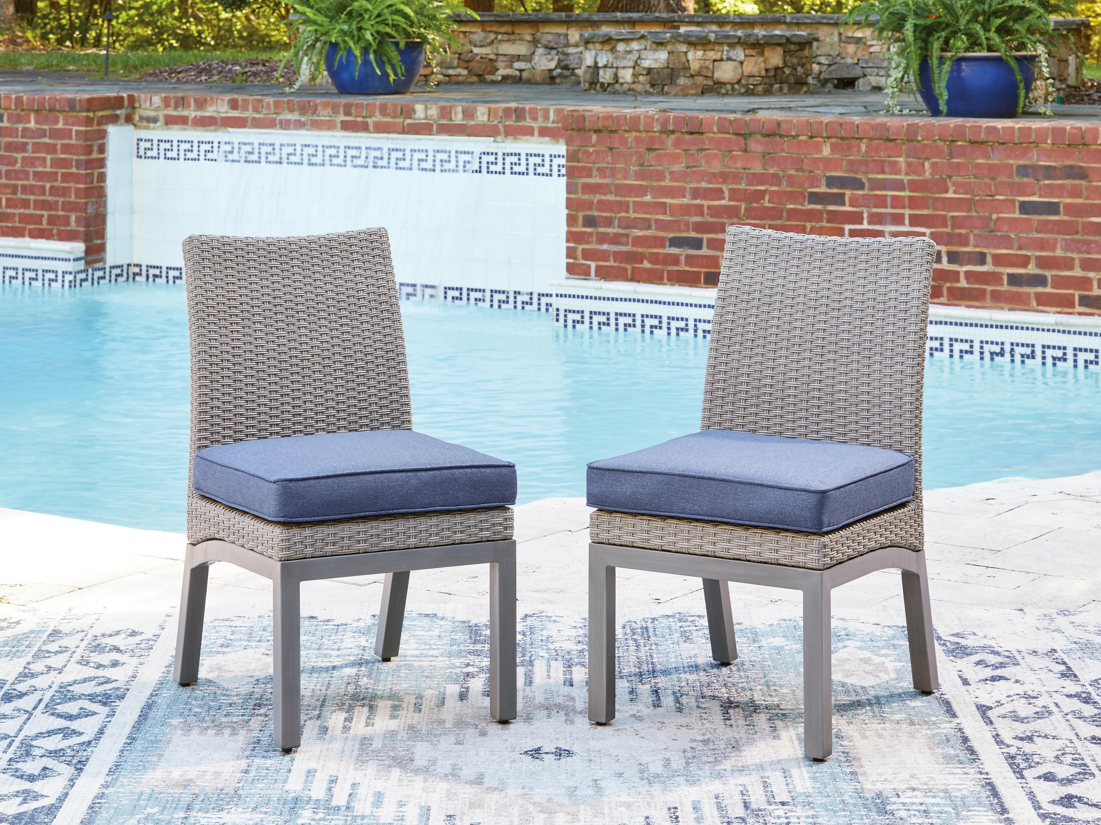 Half Moon Beach Blue/Gray Outdoor Side Chair with Cushion (Set of 2) - Image 3